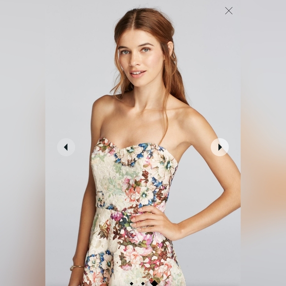 David's Bridal Strapless Floral Lace Dress With Full Skirt Size 2 - Picture 5 of 12